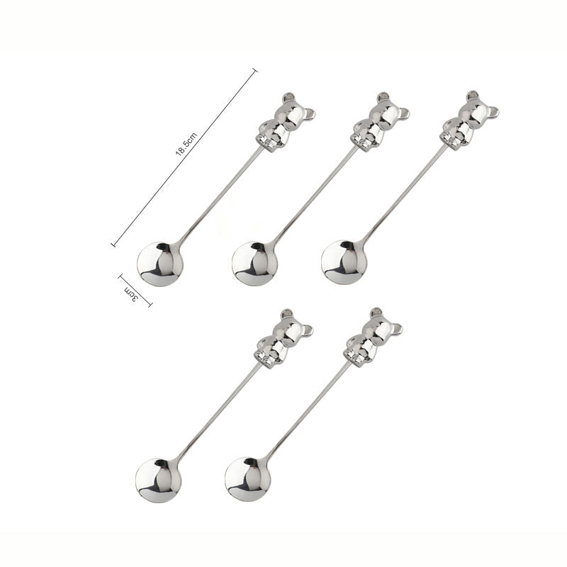 Ensemble de 5 cuillères à dessert Lighteme Bear en acier inoxydable
