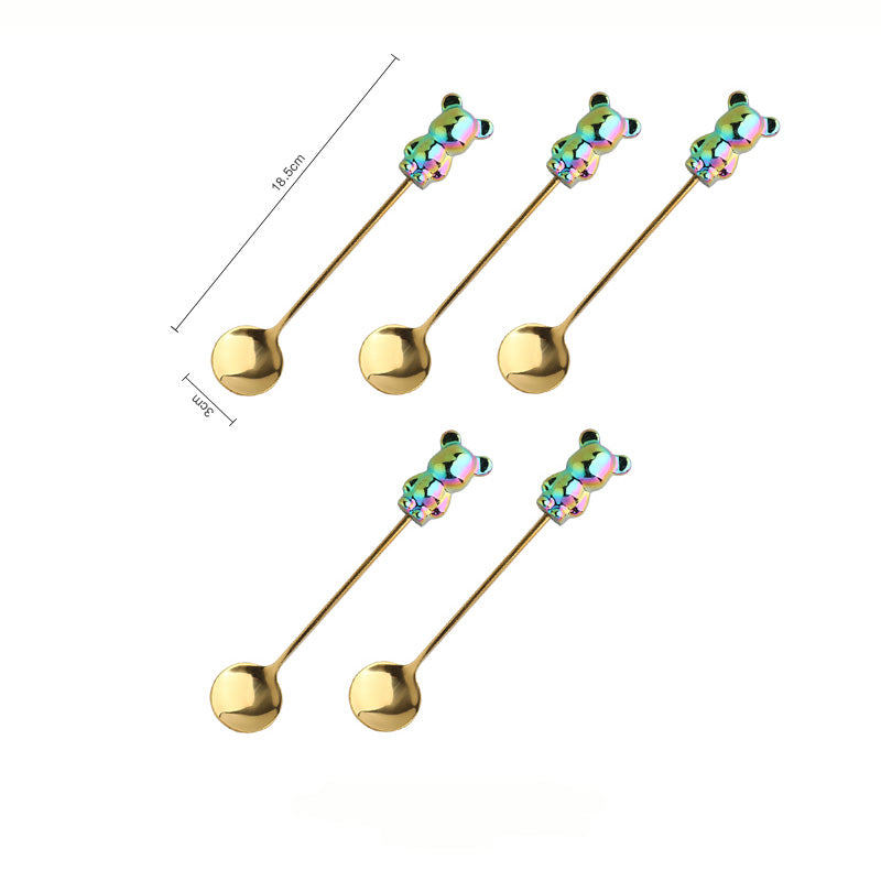 Ensemble de 5 cuillères à dessert Lighteme Bear en acier inoxydable