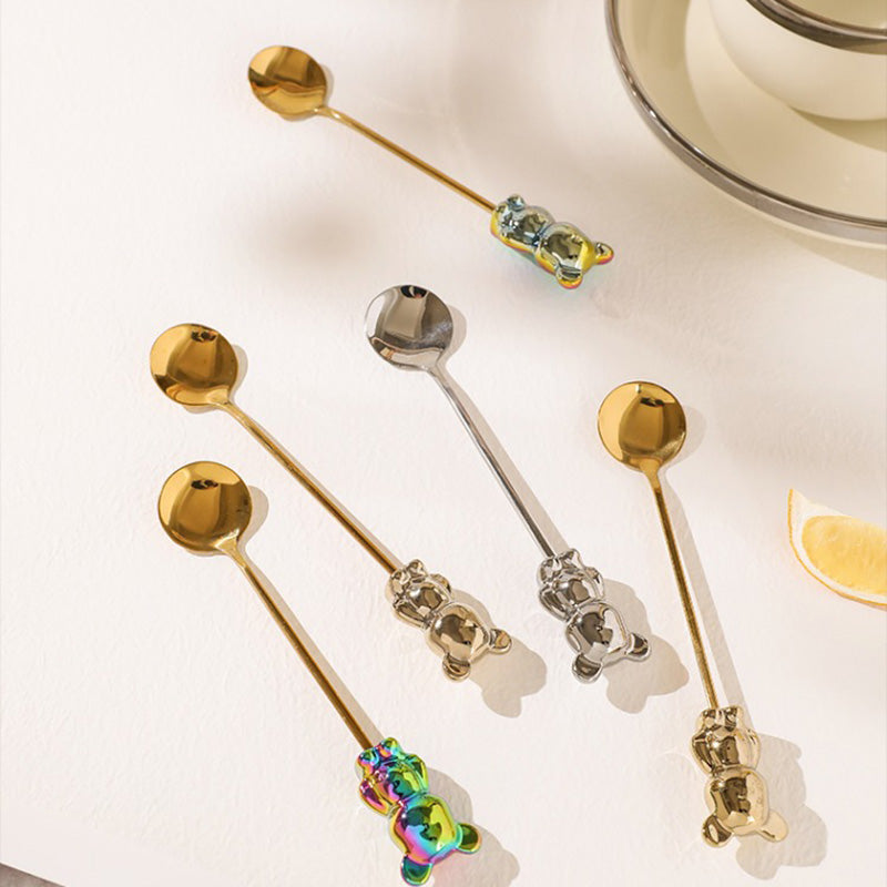 Ensemble de 5 cuillères à dessert Lighteme Bear en acier inoxydable