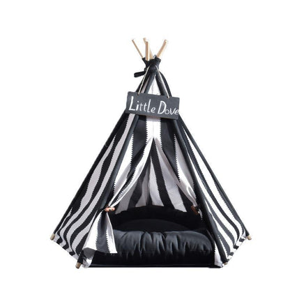 Tente pour chien Lighteme à rayures noires et blanches sans coussin