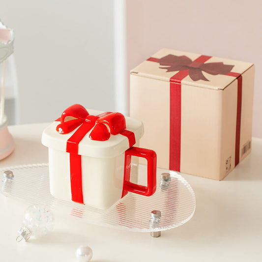 Lighteme Bow Knot Gift Box Ceramic Mug