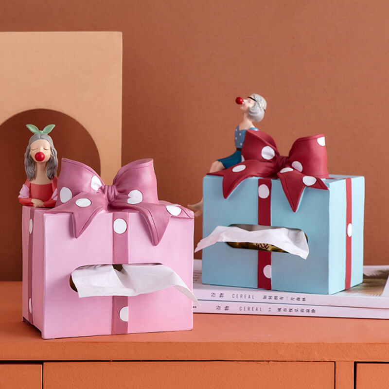 Lighteme Taschentuch-Aufbewahrungsbox mit Schleife und Punkten