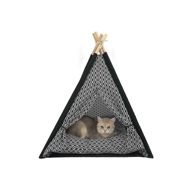 Tipi Lighteme pour chat avec support en bois