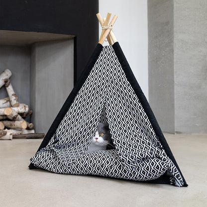 Tipi Lighteme pour chat avec support en bois
