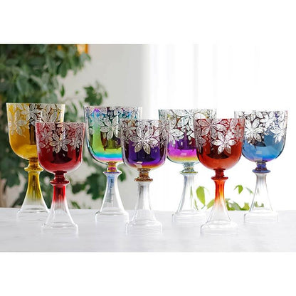 Lighteme Colored Crystal Singing Chalice With Flowers Design Chalice Singing Bowl Meditation Sound Therapy Chakra Healing Bowls
