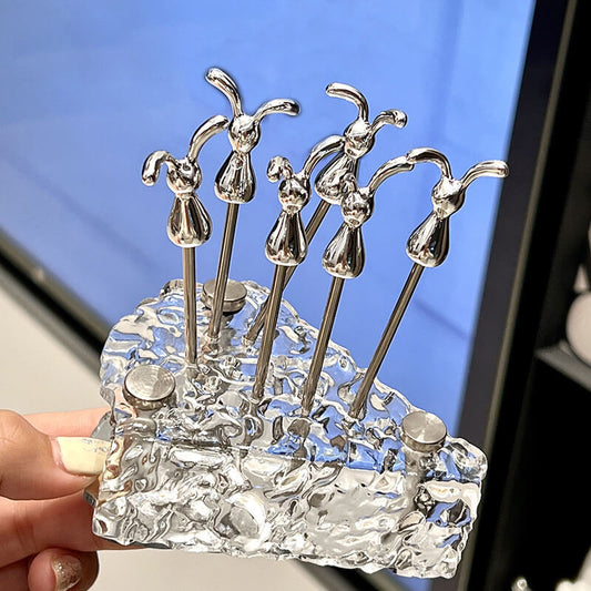 Rangement pour fourchettes et cuillères à dessert en verre en forme de fromage Lighteme