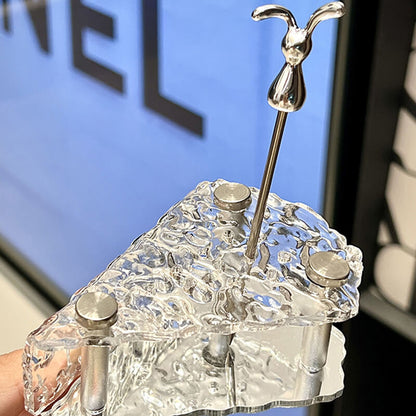 Rangement pour fourchettes et cuillères à dessert en verre en forme de fromage Lighteme