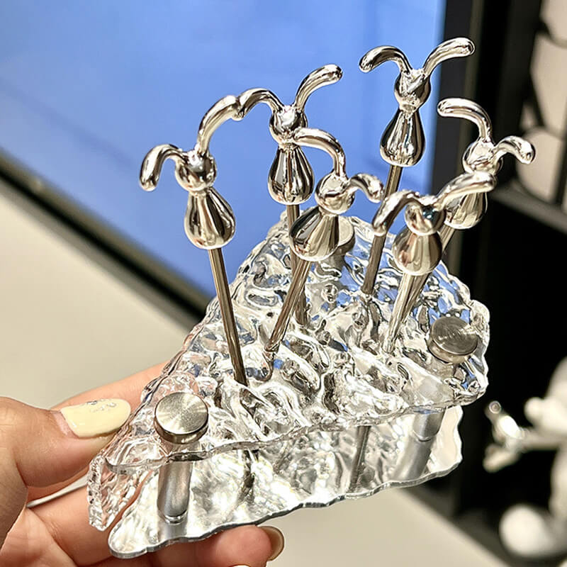 Rangement pour fourchettes et cuillères à dessert en verre en forme de fromage Lighteme