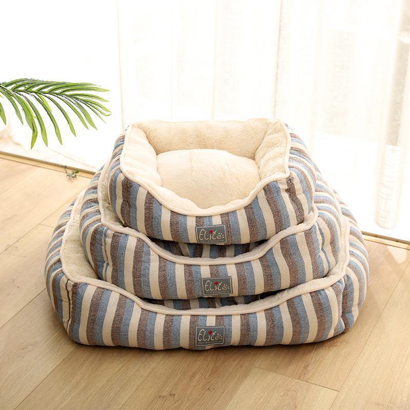 Kennelure Lighteme Chenille Home en coton et lin rayé