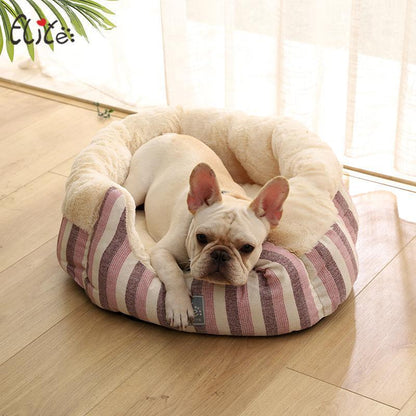 Kennelure Lighteme Chenille Home en coton et lin rayé