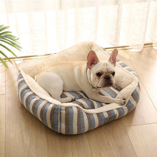 Kennelure Lighteme Chenille Home en coton et lin rayé