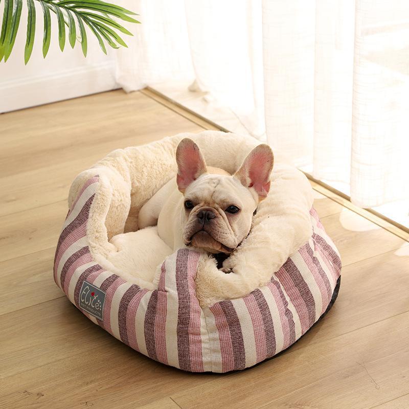 Kennelure Lighteme Chenille Home en coton et lin rayé