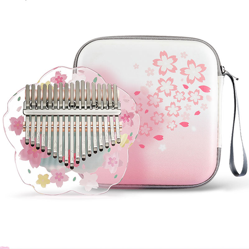 Lighteme Cherry Blossoms Acrílico 17/21 Teclas Plana Piano de Pulgar Kalimba para niños, Tablero único Instrumento Kalimba de Tono C