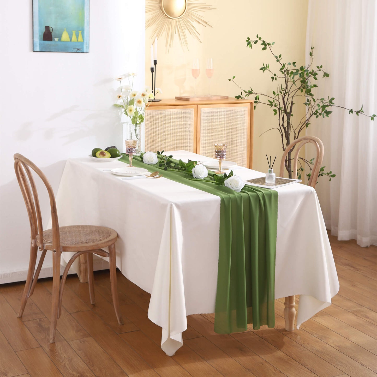 Lighteme Chiffon Solid Color Table Runner