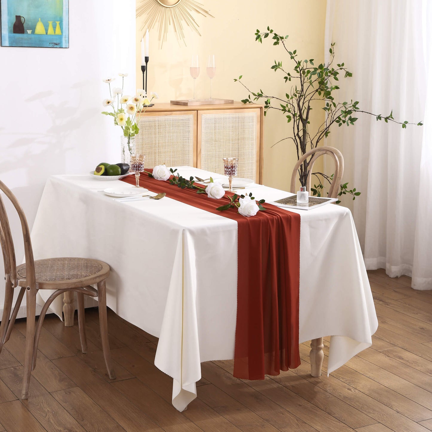 Lighteme Chiffon Solid Color Table Runner