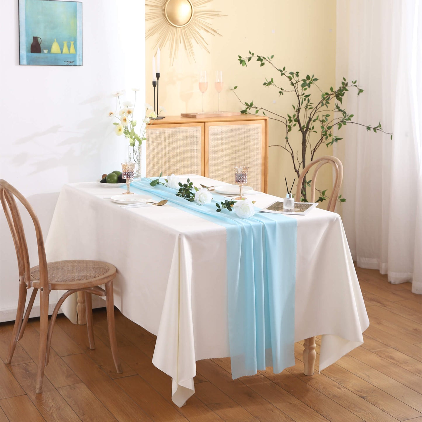 Lighteme Chiffon Solid Color Table Runner