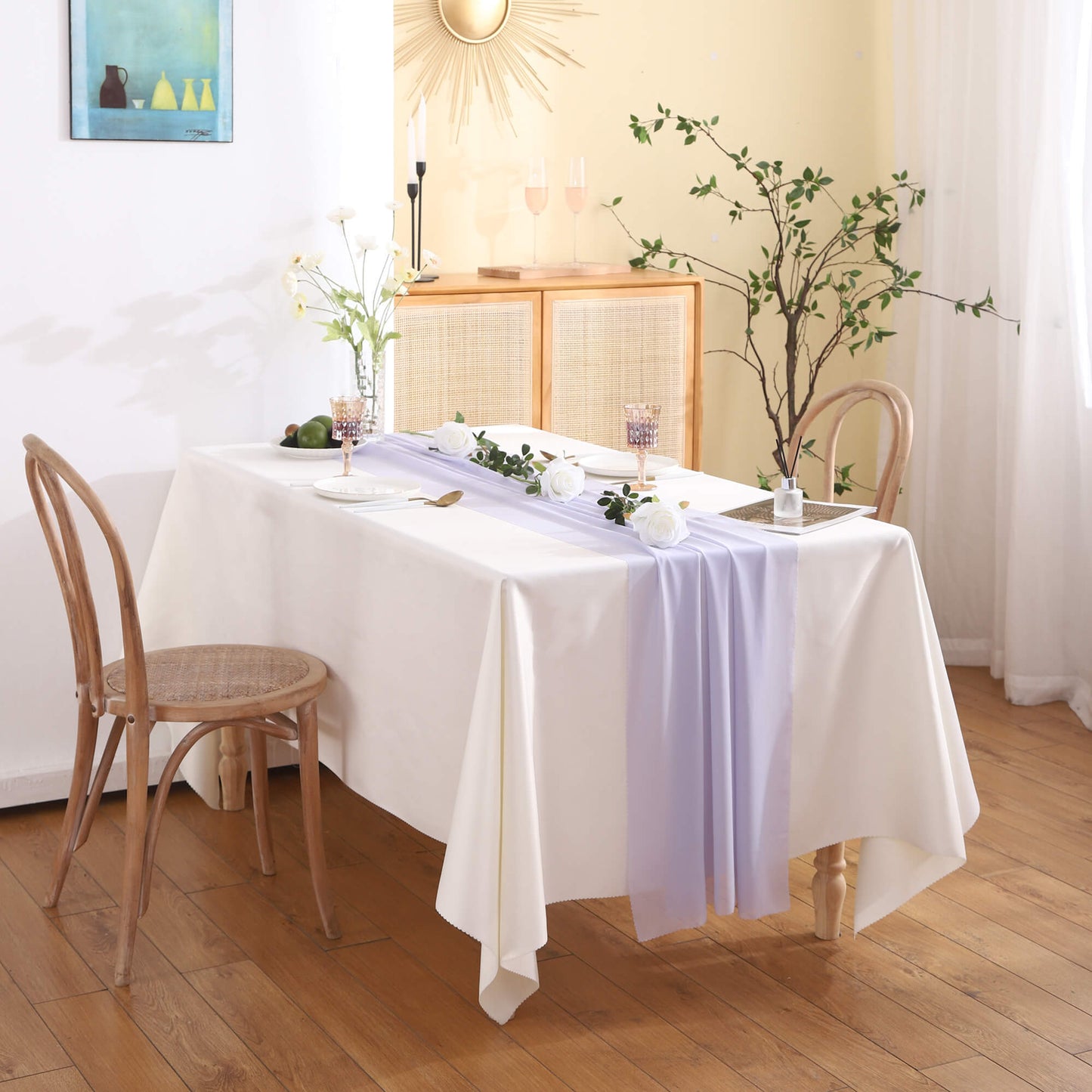 Lighteme Chiffon Solid Color Table Runner