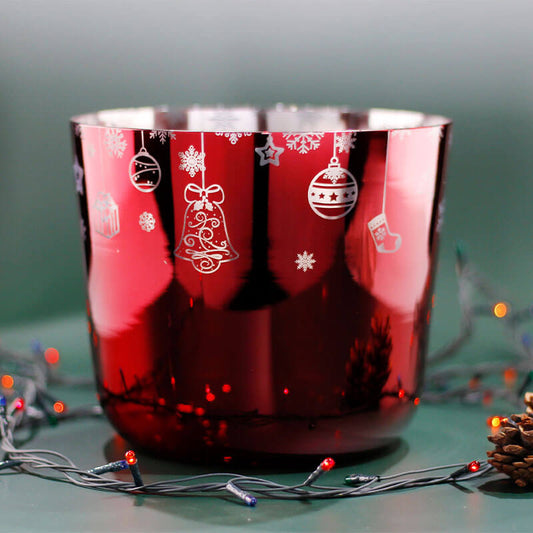 Lighteme Weihnachts-Klangschalen aus rotem Kristall, 12,7–22,9 cm, Quarz, 7 Chakra-Klangschalen, Meditation, Heilung, Entspannung, Reinigung