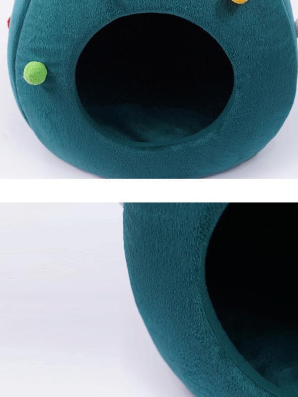 Lighteme Weihnachtsbaumförmiges, warmes Winterhöhlenbett für Katzen