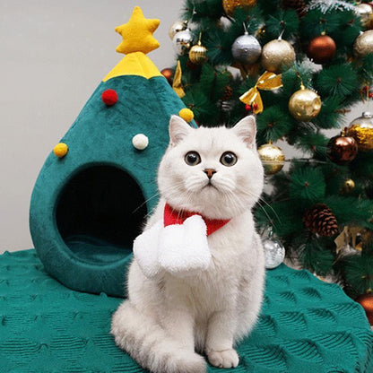 Lighteme Weihnachtsbaumförmiges, warmes Winterhöhlenbett für Katzen