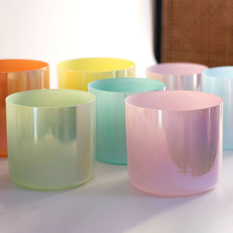 Lighteme 10" Colored Crystal Singing Bowls Quartz Chakra Healing Bowls