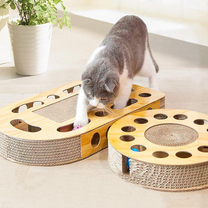 Lighteme Katzenkratzspielzeug aus Wellpappe mit Ball (4 Ausführungen)