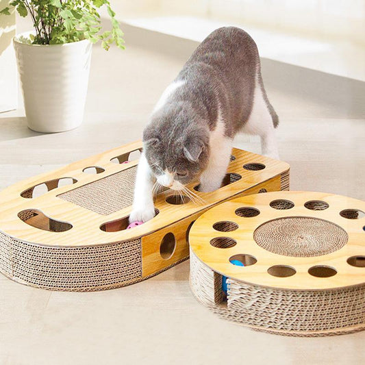 Griffoir pour chat Lighteme en carton ondulé avec balle (4 modèles)