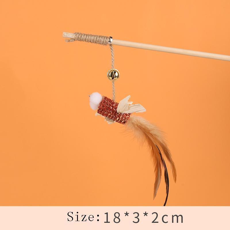 Lighteme Interaktiver Katzen-Spielstock aus grobem Holz (6 Varianten)