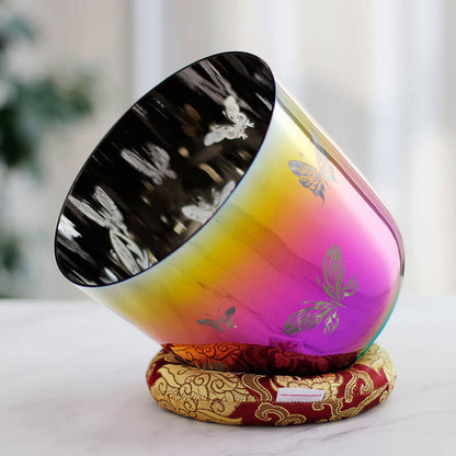 Lighteme Laser Engraved Pattern Crystal Bowl Sound Bath Quartz Bowl For Chakra Sound Therapy