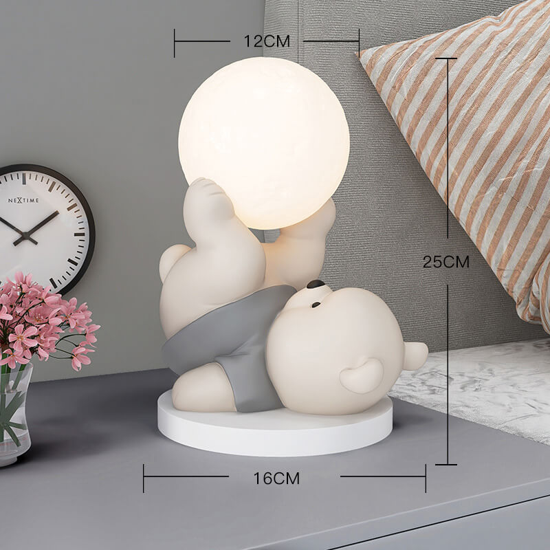 Lampe de nuit en résine en forme d'ours mignon Lighteme