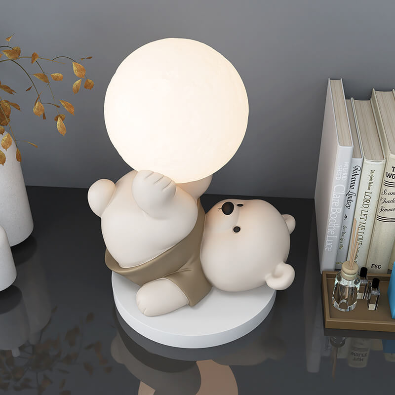 Lampe de nuit en résine en forme d'ours mignon Lighteme