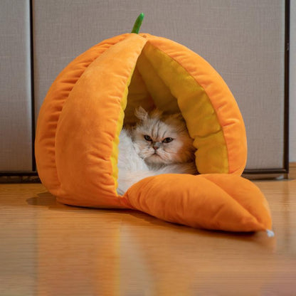 Nid de couchage pour chat Lighteme en forme de citrouille mignonne