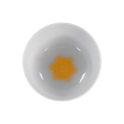 Lighteme 13" Frosted Crystal Bowl White With Bottom Chakra Patterns Sound Healing Quartz Singing Bowl Meditation 430Hz/440Hz