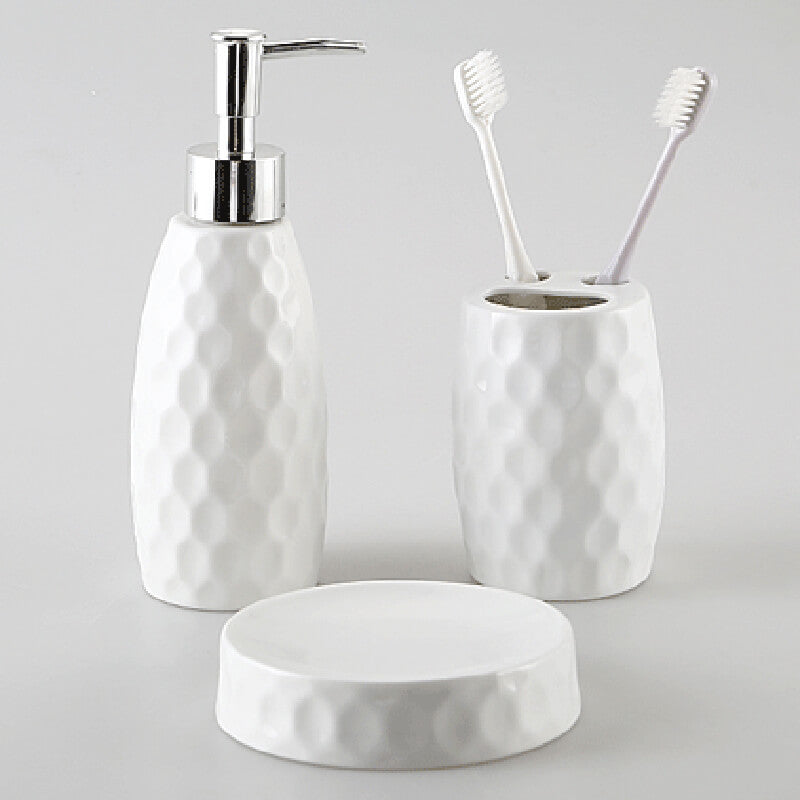 Lighteme Diamond Pattern Ceramic Bathroom Set