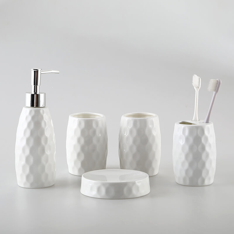 Lighteme Diamond Pattern Ceramic Bathroom Set