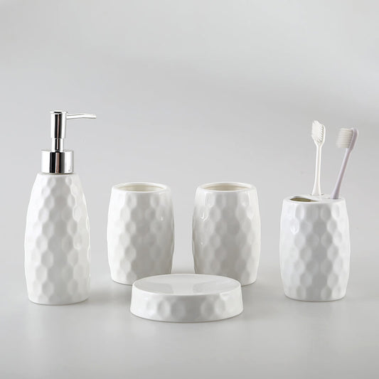 Lighteme Diamond Pattern Ceramic Bathroom Set