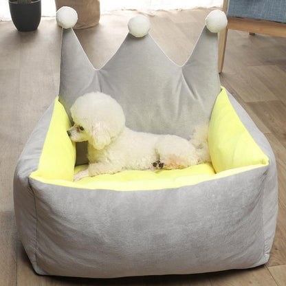 Lighteme Hundebett mit niedlicher Krone und abnehmbarem Kennel