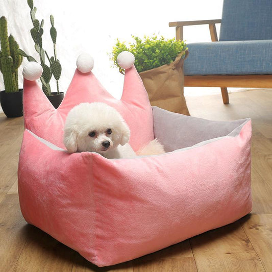 Lighteme Dog Bed Cute Crown Removable Kennel