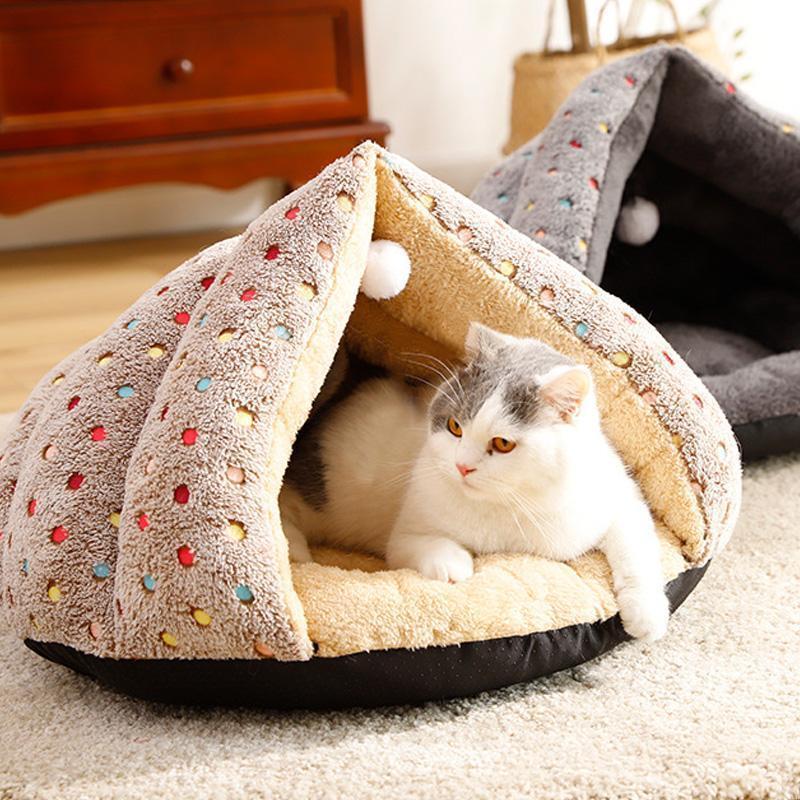 Lighteme Dots Winter Fleece Ball Katzenbett (2 Farben)