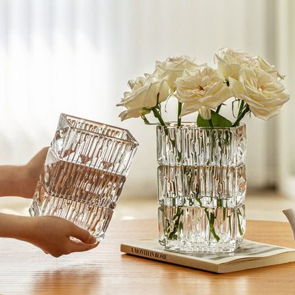 Lighteme Embossed Crystal Glass Vase