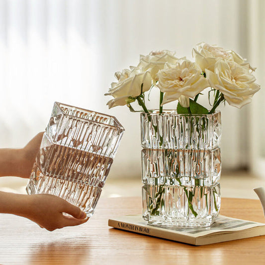 Lighteme Embossed Crystal Glass Vase
