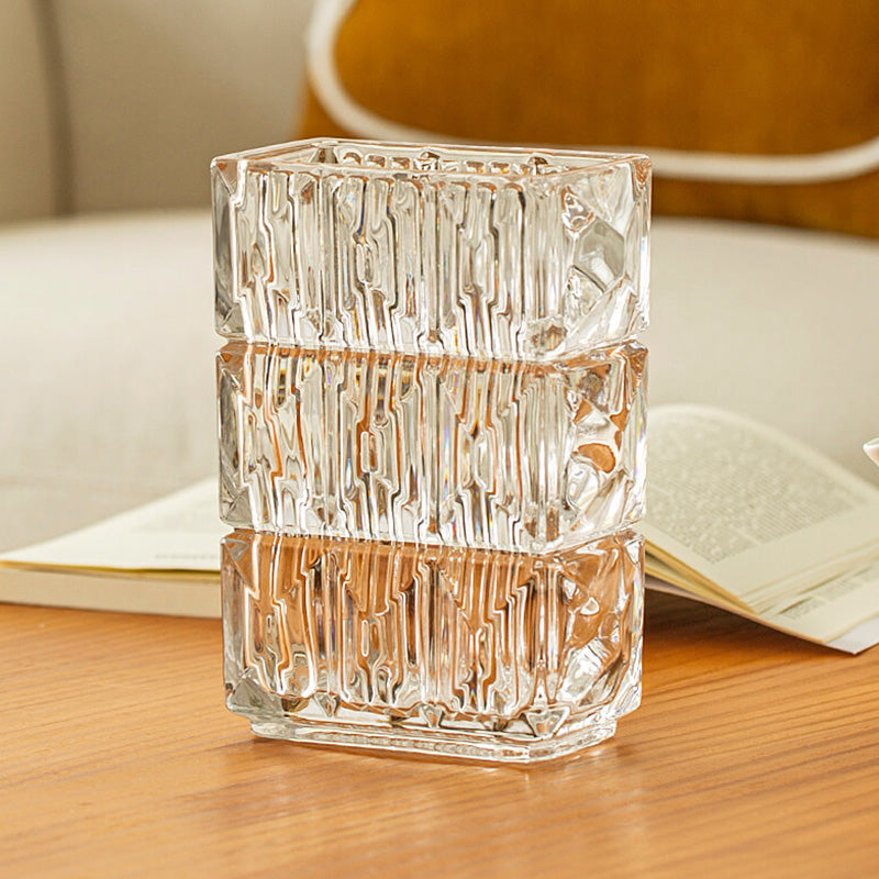 Lighteme Embossed Crystal Glass Vase