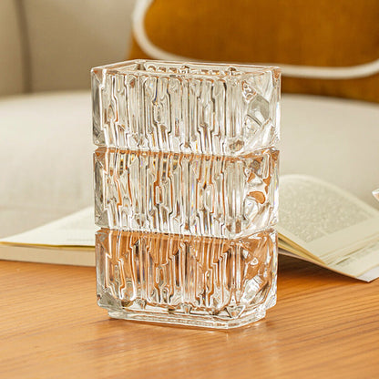 Lighteme Embossed Crystal Glass Vase