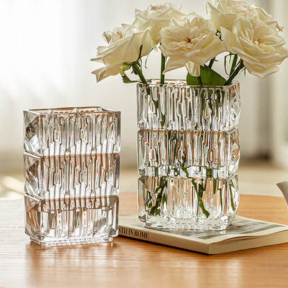 Lighteme Embossed Crystal Glass Vase