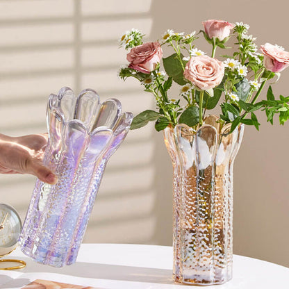 Lighteme Kristallglasvase in geprägter Blumenform