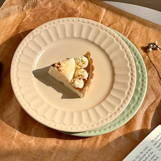 Assiette à dîner simple en céramique gaufrée Lighteme 