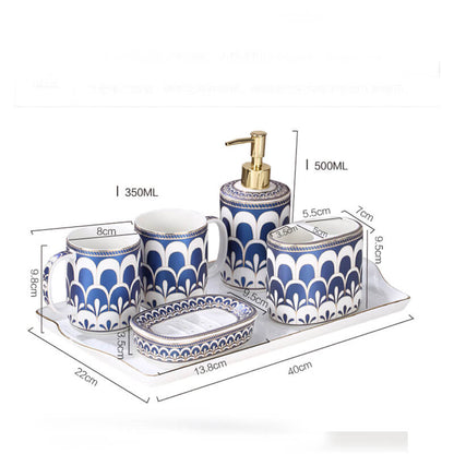 Lighteme Feather Pattern Gilt Ceramic Bathroom Set