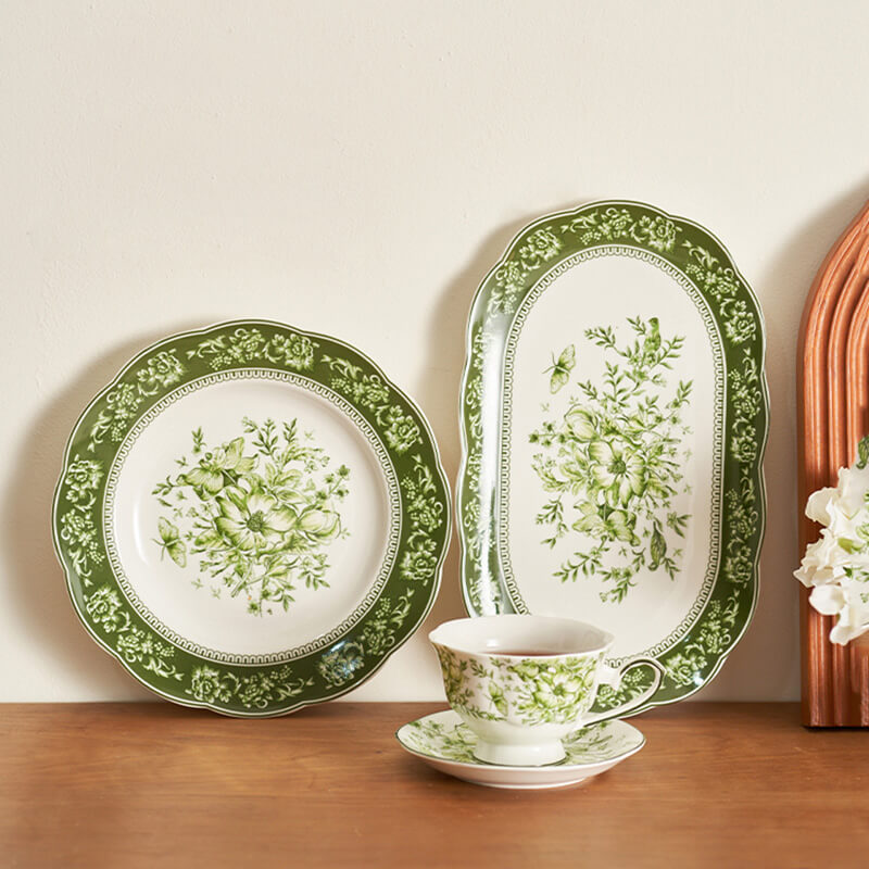 Lighteme Floral Print Ceramic Plate