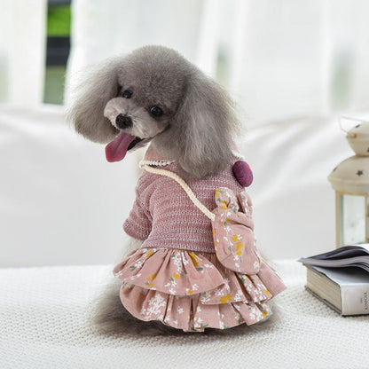 Lighteme Floral Dog Herbst-Winter-Umhängetasche Kleid (3 Farben &amp; 4 Größen)