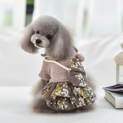 Lighteme Floral Dog Herbst-Winter-Umhängetasche Kleid (3 Farben &amp; 4 Größen)